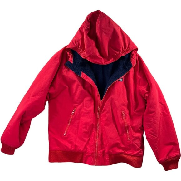 Lands' End Boy Size Large 14/16 Unisex Red Hooded Fleece Windbreaker Jacket - Picture 4 of 9